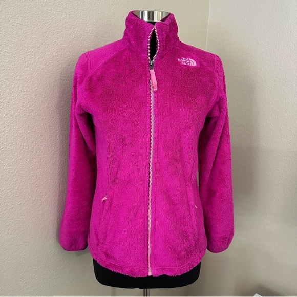 The North Face Fleece Full Zip Up Fuzzy Pink Athletic Jacket Size Girl’s XL - Picture 1 of 12